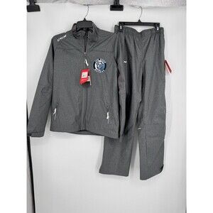 CCM Fairbanks Ice Dogs Hockey Gray Tactical Cool Jacket & Pant Set Youth XL  NWT